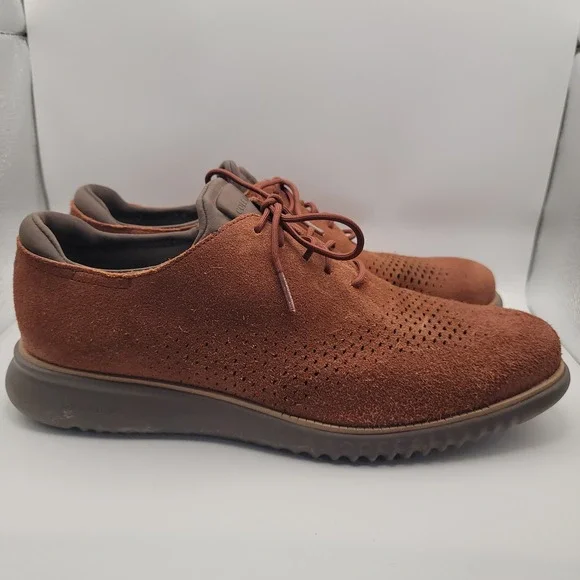 Cole Haan Men 2.ZERØGRAND Wingtip Oxfords 9.5 M Brown Suede Lace Up